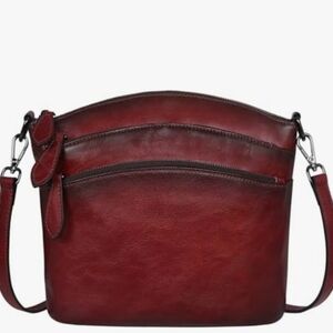 HESHE Genuine Leather Crossbody Bag with Multi-Pockets Vintage